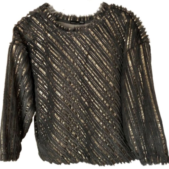 Zara Contrasting Silver/Gold Metallic Sweater/Sweatshirt - S - Picture 3 of 9